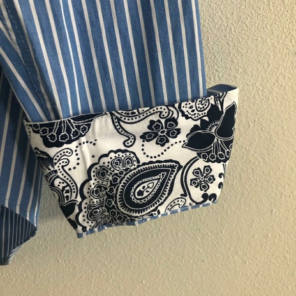 JUSTING Striped Button Down Shirt - Sz L - Picture 3 of 7